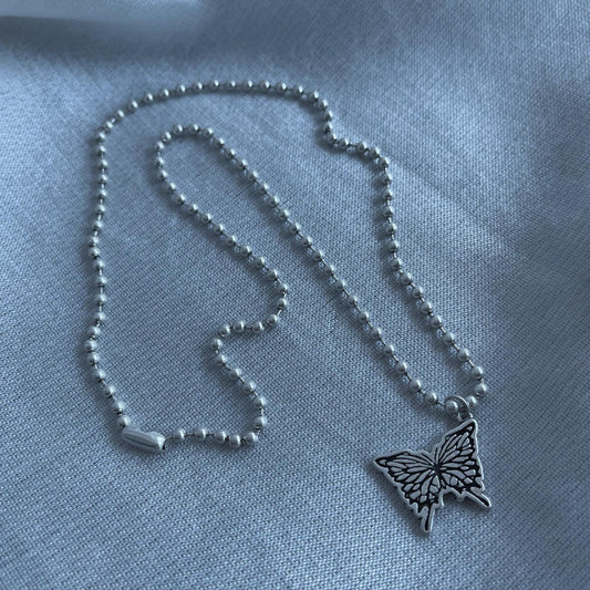 gibous butterfly Ball chain necklace