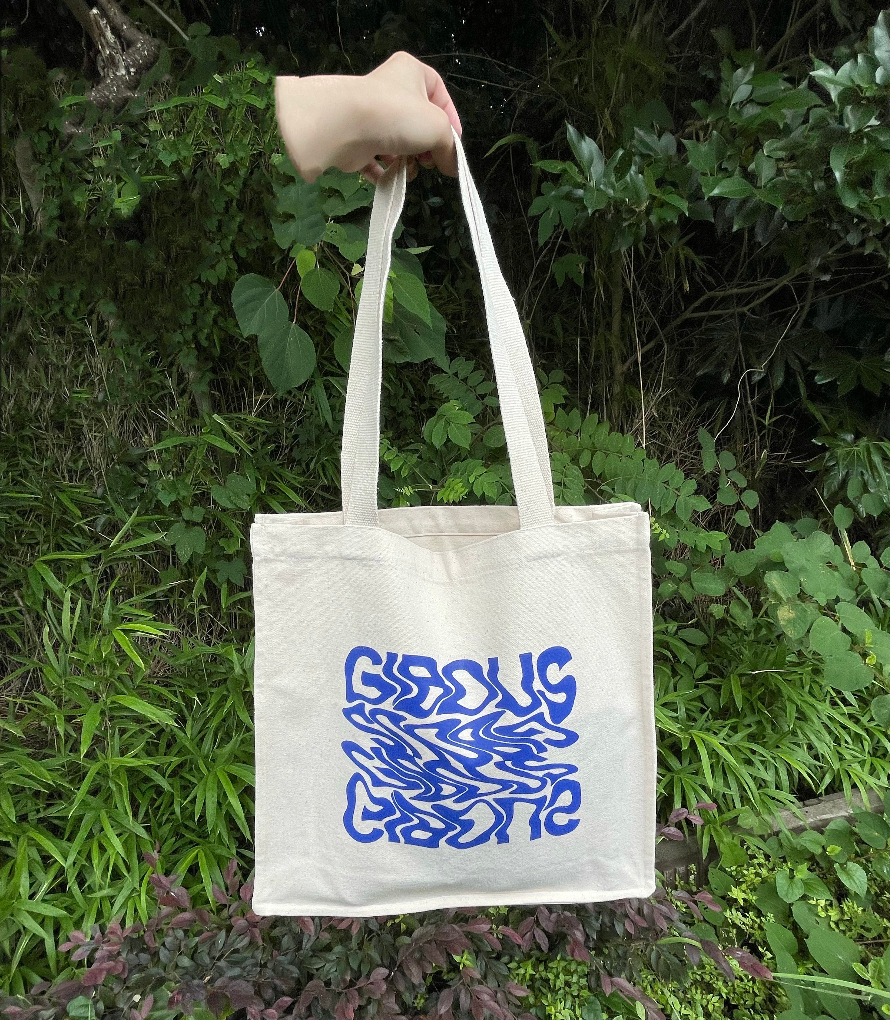 gibous Blue logo tote bag